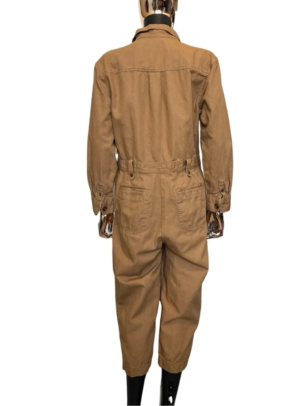 RE/DONE Cotton Linen Utility Boiler Jumpsuit Brown Size 12 Button Front